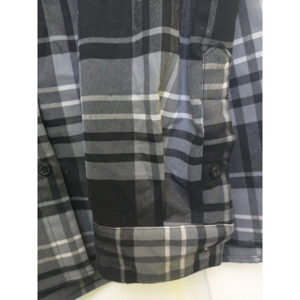 Columbia Flannel Shirt‎ Women's Large Black Gray Plaid Purdue Logo - Picture 4 of 7
